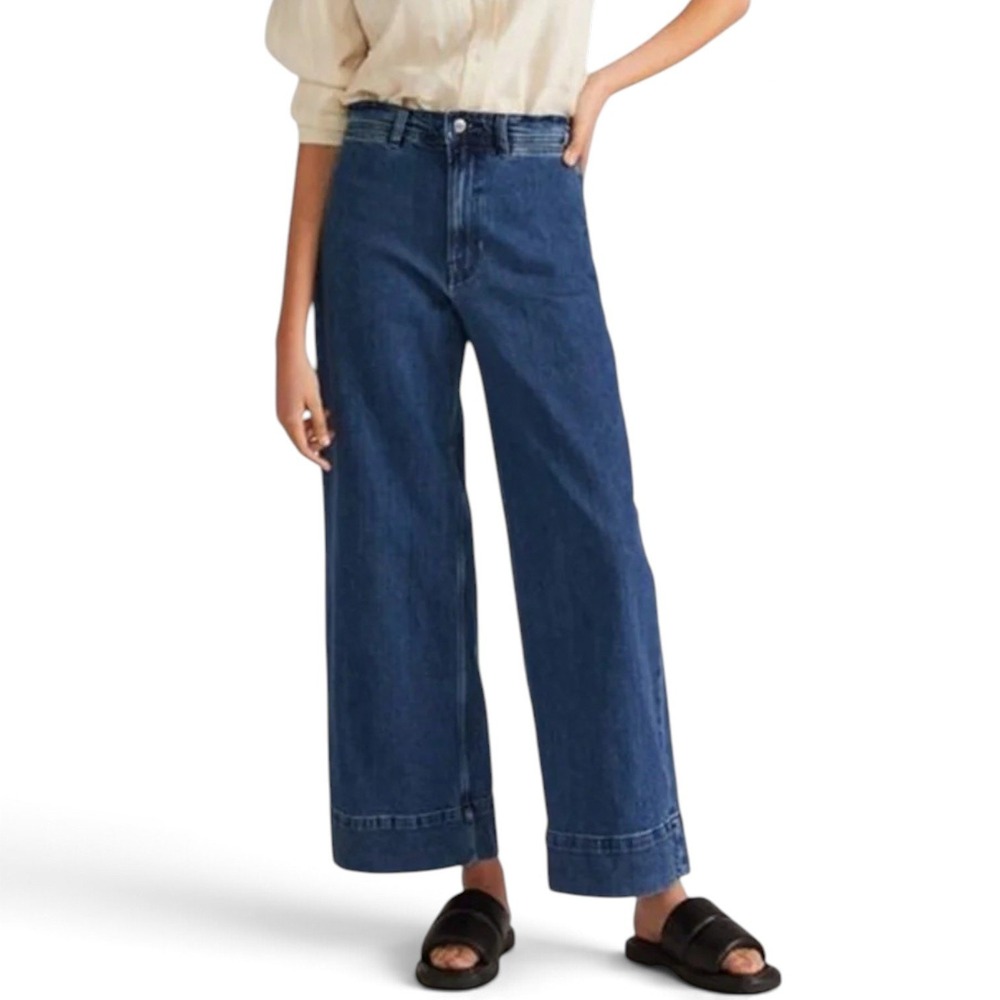Everlane The Mariner Jean Womens 28 Regular Dark Blue Wide Leg High Rise Stretch